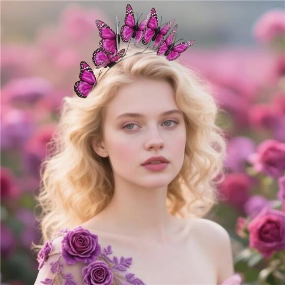 Customizable Butterfly Fascinator Headband | 3D Monarch Butterfly Crown - Picture 2 of 5